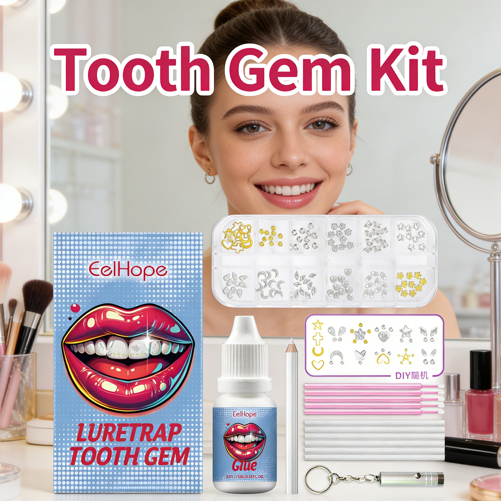 Photography Ideas - Tooth Gems Sparkling Teeth Jewelry Party