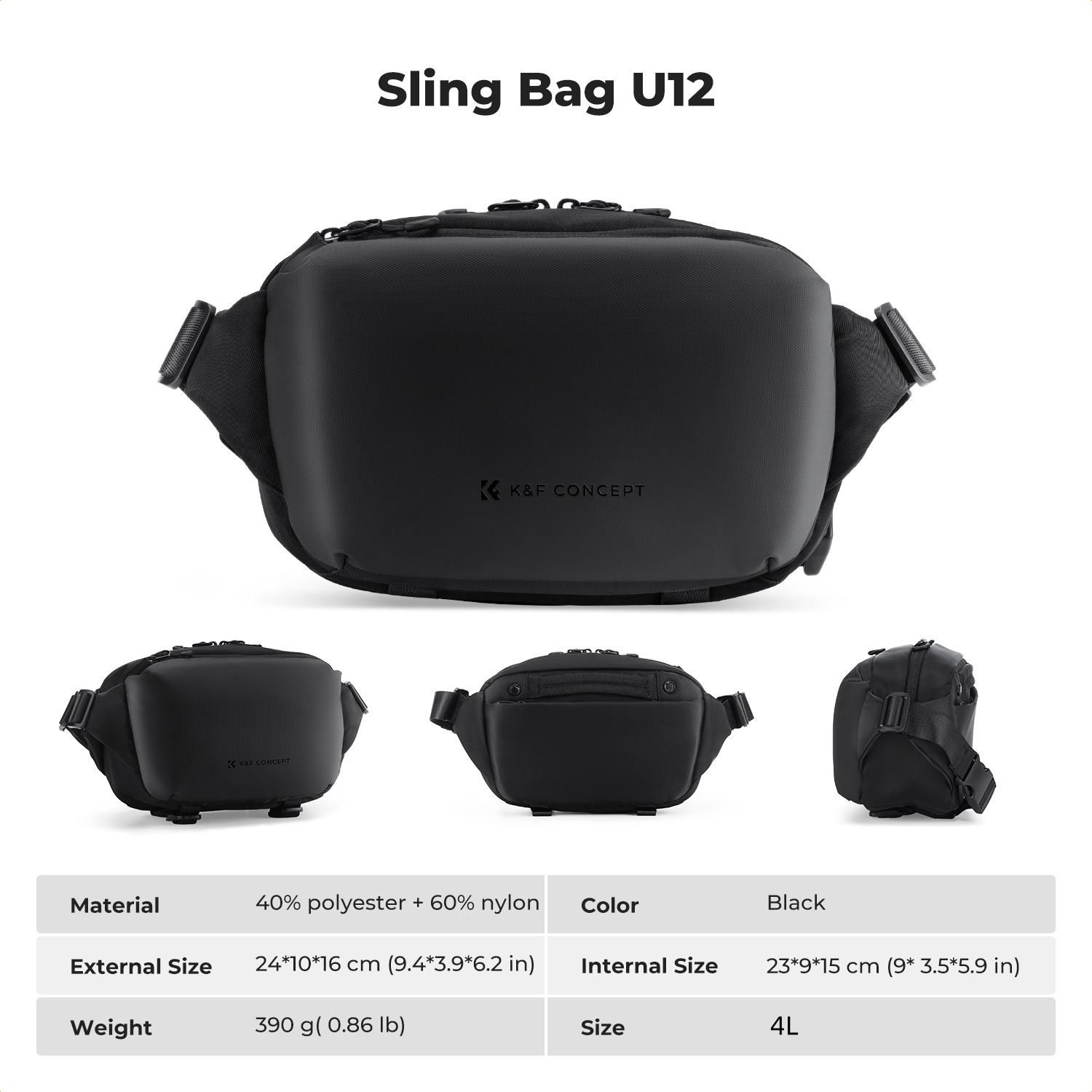 K&F CONCEPT 4L Camera Sling Ba - đánh giá và giá Lens Case Pouch